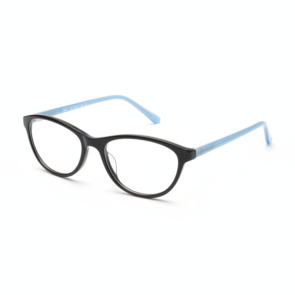 Black Cateye Blue Temple