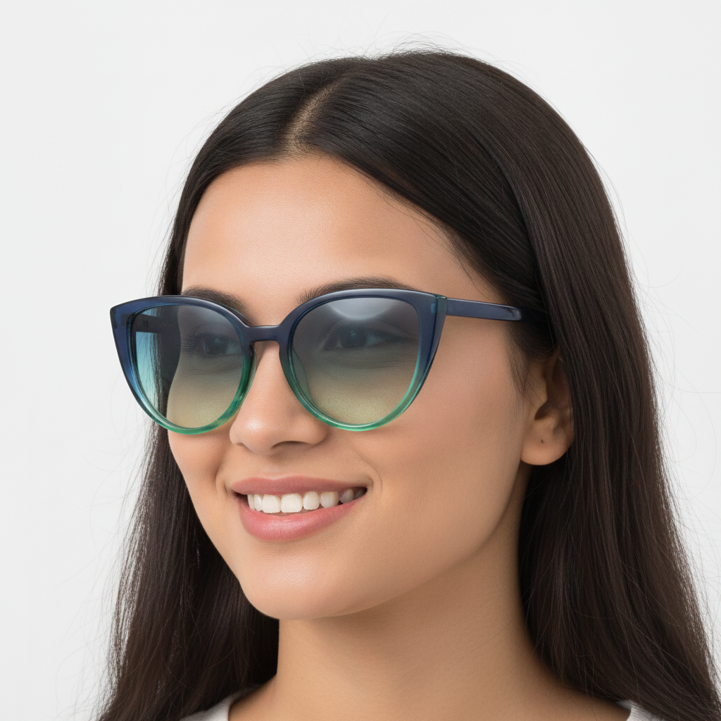 Ladies Green Cateye Sunglass